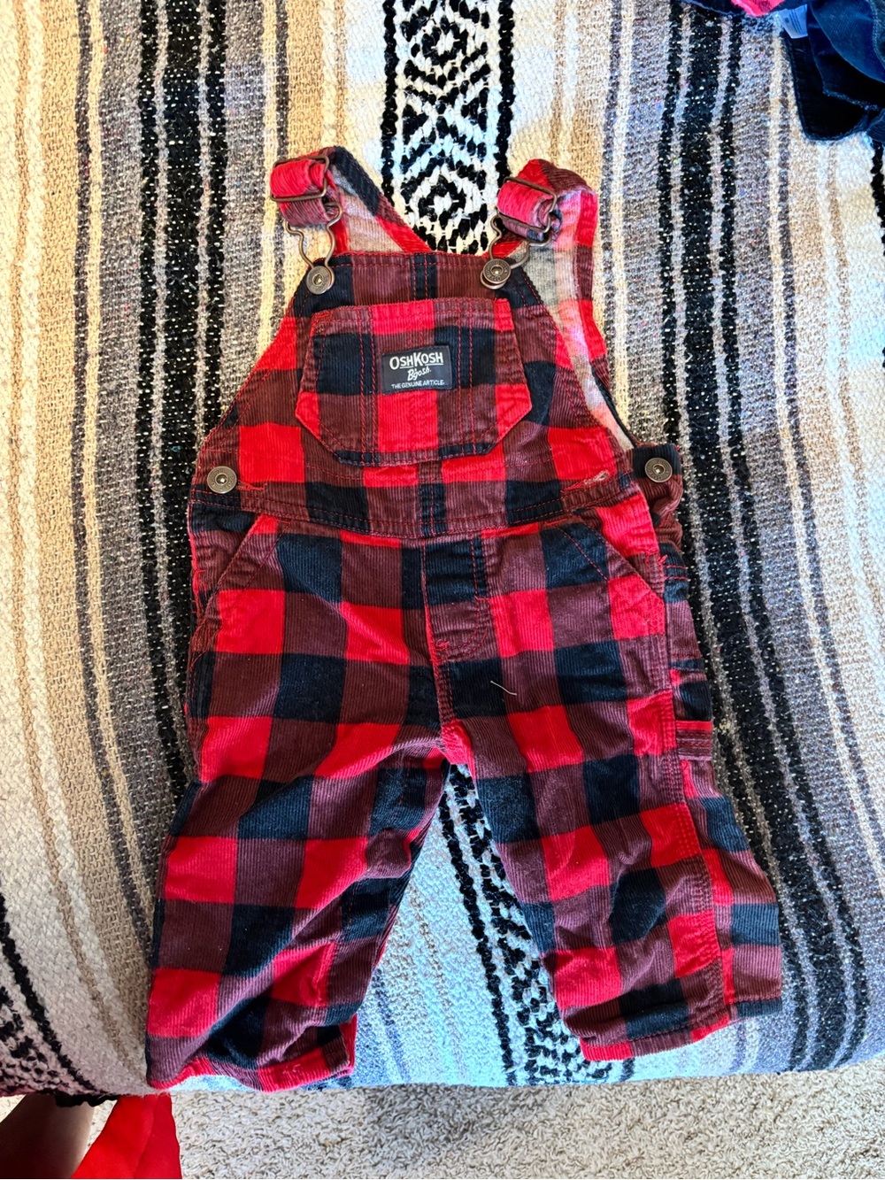 OshKosh B'gosh Red and Black Buffalo Plaid Overalls